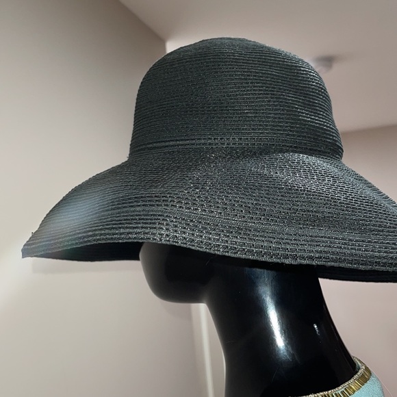 Eric Javits Squishee Straw Sun Hat Black-EUC - Picture 8 of 11